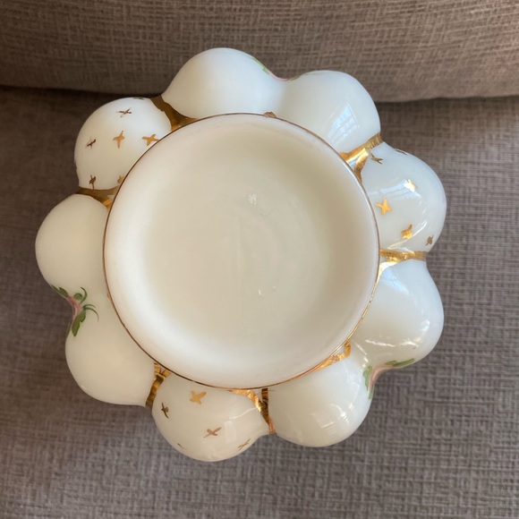 RARE Fenton Silver Crest Hand Painted 1940’s Charleton Roses Bow Tie Melon Vase - Picture 11 of 15